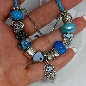 Pandora Bracelet w/ Blue Charms